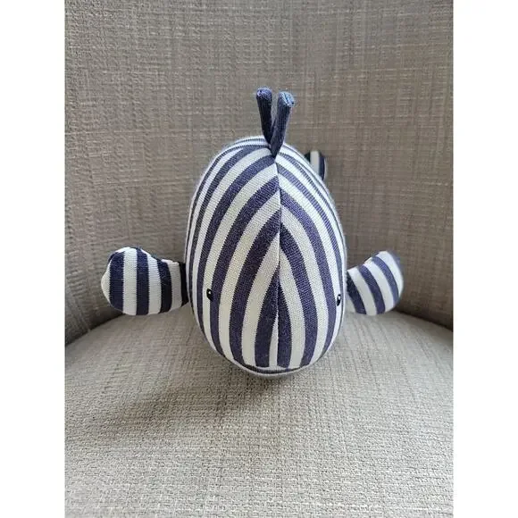 Jellycat Walter Whale Blue & White Striped Plush Rattle Stuffed Toy 9" - Picture 1 of 5